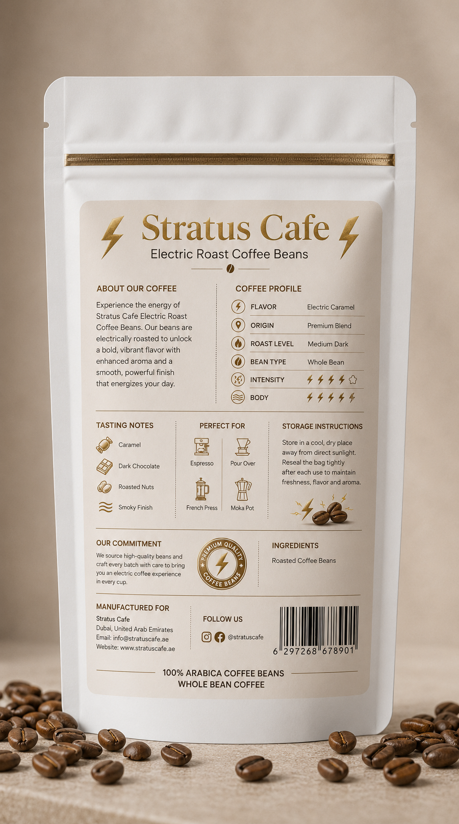 Electric Roast Coffee Beans – Premium Arabica Whole Bean (100g)